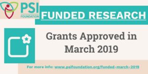 Cover picture with title "Grants Approved in March 2019"