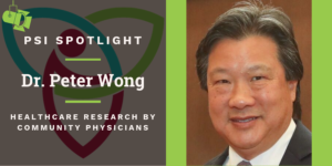 Cover Photo with text "PSI Spotlight - Dr. Peter Wong" with a headshot of Dr. Peter Wong