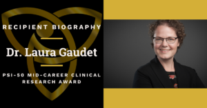 Cover picture with photo of Dr. Laura Gaudet