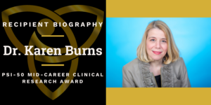 Cover picture with photo of Dr. Karen Burns