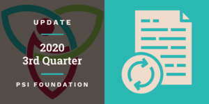 Cover picture with paper/refresh button icon and text "Update - 2020 3rd Quarter - PSI Foundation"