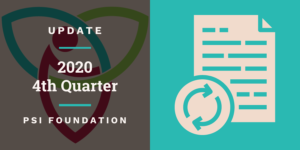 Cover photo with title '2020 4th Quarter' for PSI Foundation's quarterly update